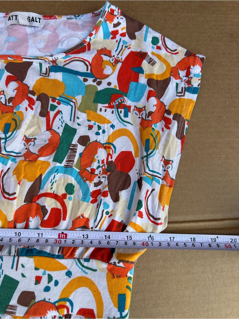 Attic Salt Abstract Fox Retro Mod Dress fit flare medium eclectic whimsical - Picture 5 of 10